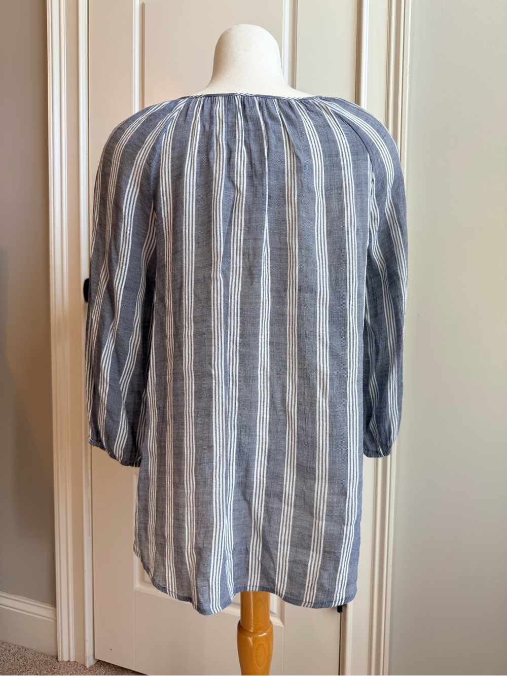 Como Blu Striped Blue & White Tie-Neck Tunic Top - Women - Picture 2 of 3